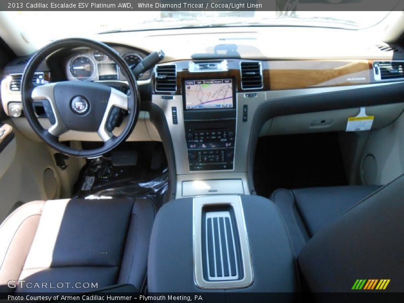 White Diamond Tricoat / Cocoa/Light Linen 2013 Cadillac Escalade ESV Platinum AWD