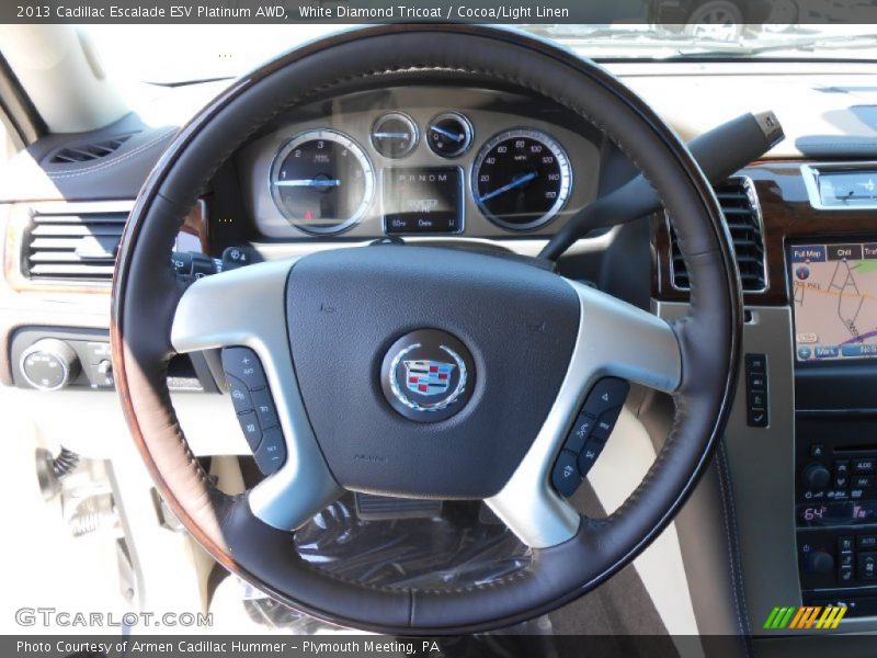 White Diamond Tricoat / Cocoa/Light Linen 2013 Cadillac Escalade ESV Platinum AWD