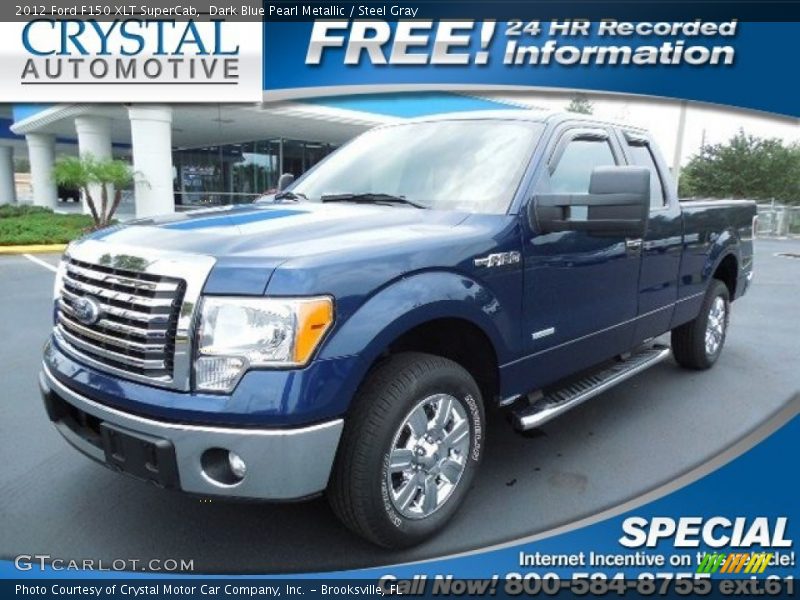 Dark Blue Pearl Metallic / Steel Gray 2012 Ford F150 XLT SuperCab