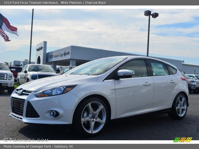 White Platinum / Charcoal Black 2014 Ford Focus Titanium Hatchback