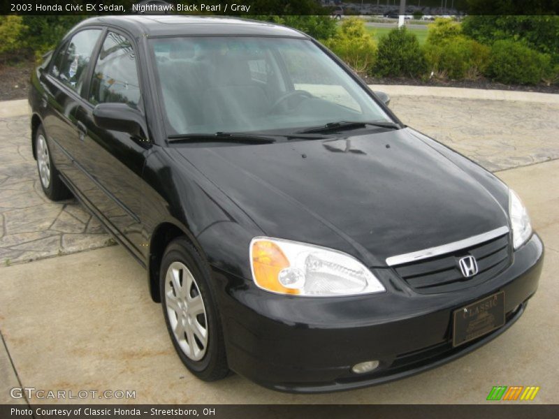 Nighthawk Black Pearl / Gray 2003 Honda Civic EX Sedan