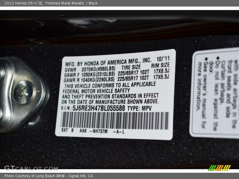 Polished Metal Metallic / Black 2011 Honda CR-V SE