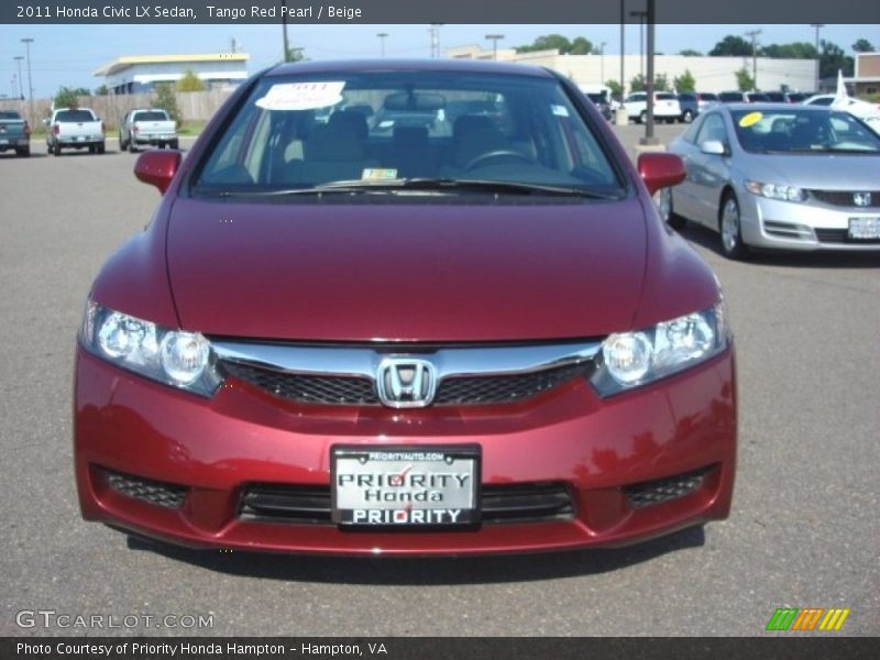 Tango Red Pearl / Beige 2011 Honda Civic LX Sedan