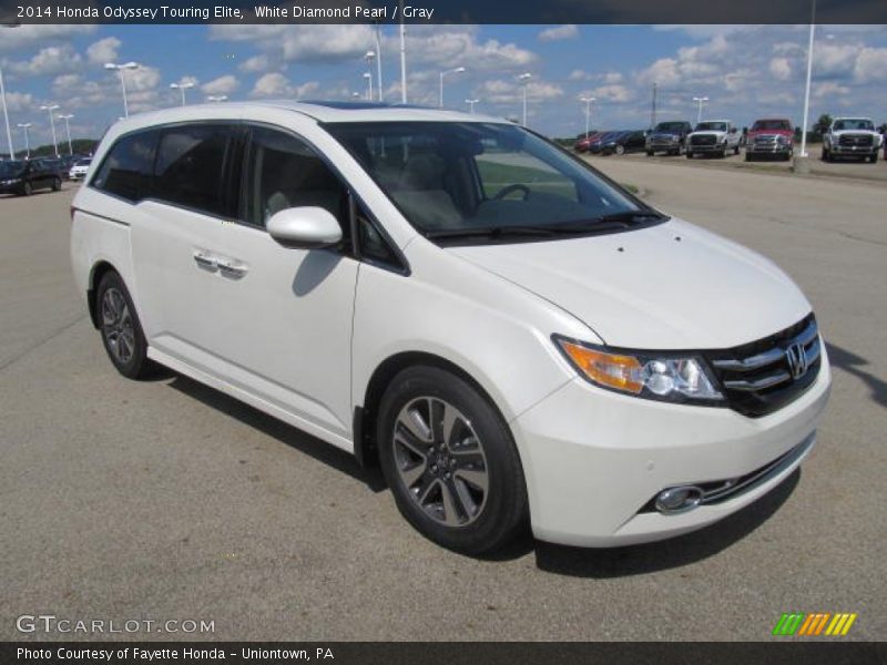 White Diamond Pearl / Gray 2014 Honda Odyssey Touring Elite