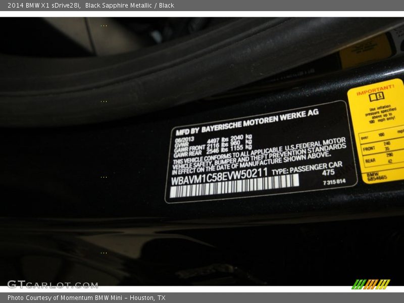 Black Sapphire Metallic / Black 2014 BMW X1 sDrive28i