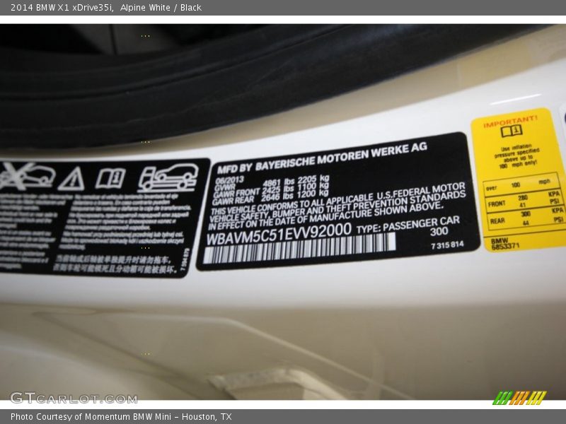 2014 X1 xDrive35i Alpine White Color Code 300