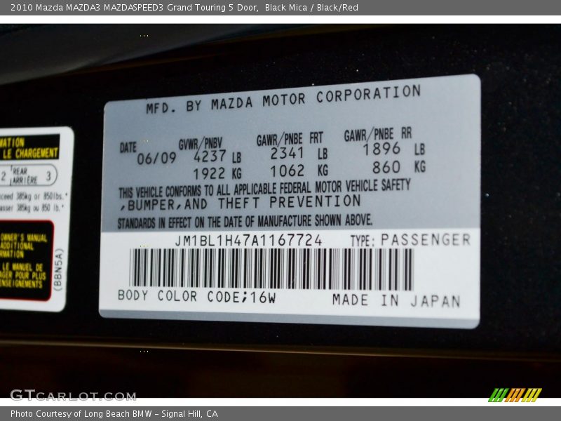 Black Mica / Black/Red 2010 Mazda MAZDA3 MAZDASPEED3 Grand Touring 5 Door