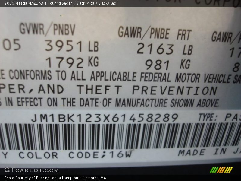 Black Mica / Black/Red 2006 Mazda MAZDA3 s Touring Sedan