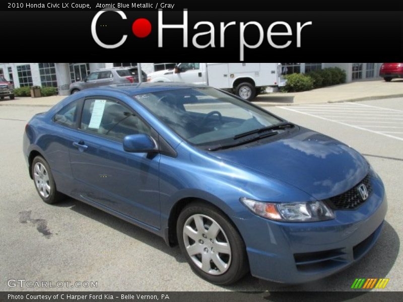 Atomic Blue Metallic / Gray 2010 Honda Civic LX Coupe