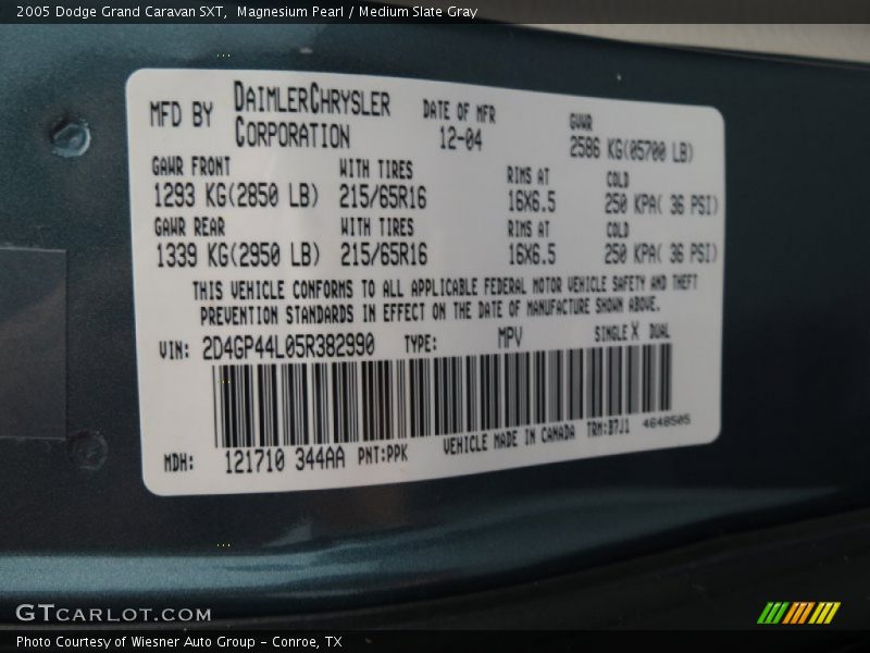 Magnesium Pearl / Medium Slate Gray 2005 Dodge Grand Caravan SXT