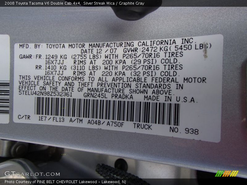 Silver Streak Mica / Graphite Gray 2008 Toyota Tacoma V6 Double Cab 4x4