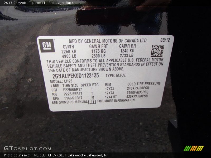 Black / Jet Black 2013 Chevrolet Equinox LT