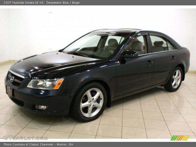 Deepwater Blue / Beige 2007 Hyundai Sonata SE V6