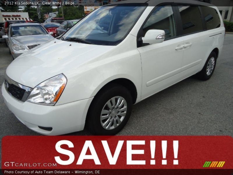 Clear White / Beige 2012 Kia Sedona LX