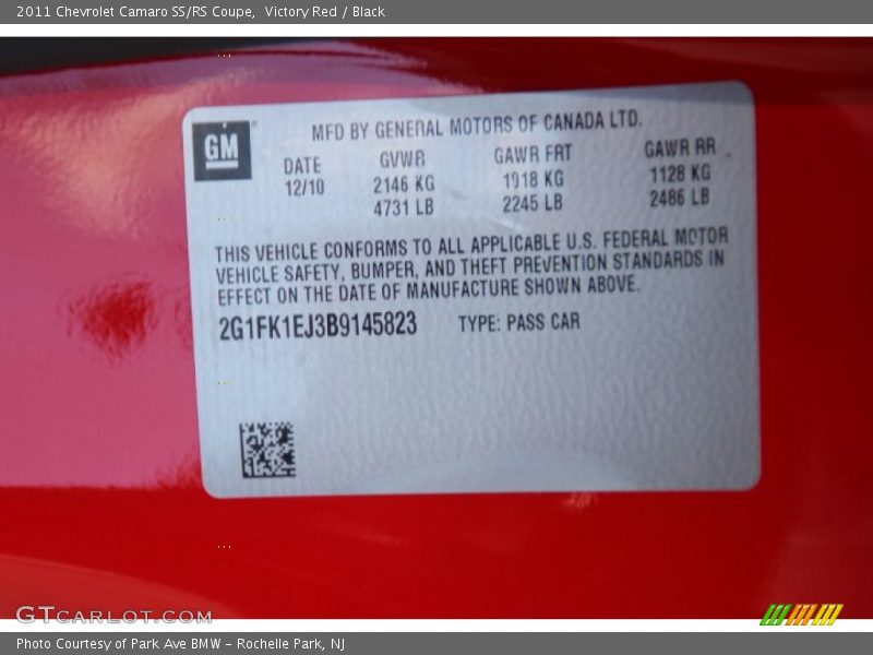 Victory Red / Black 2011 Chevrolet Camaro SS/RS Coupe