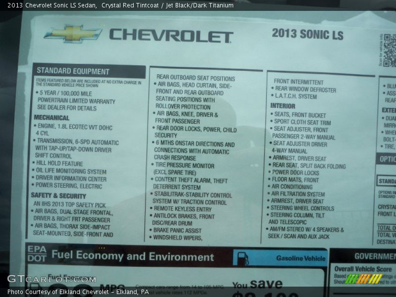 Crystal Red Tintcoat / Jet Black/Dark Titanium 2013 Chevrolet Sonic LS Sedan