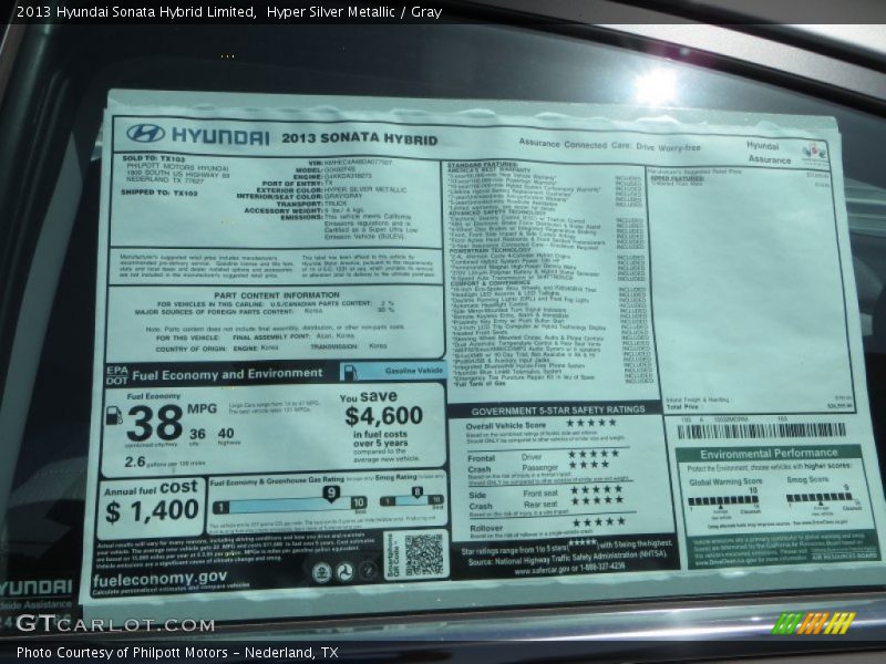 Hyper Silver Metallic / Gray 2013 Hyundai Sonata Hybrid Limited