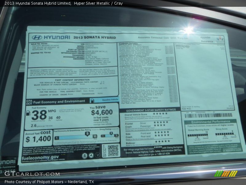 Hyper Silver Metallic / Gray 2013 Hyundai Sonata Hybrid Limited