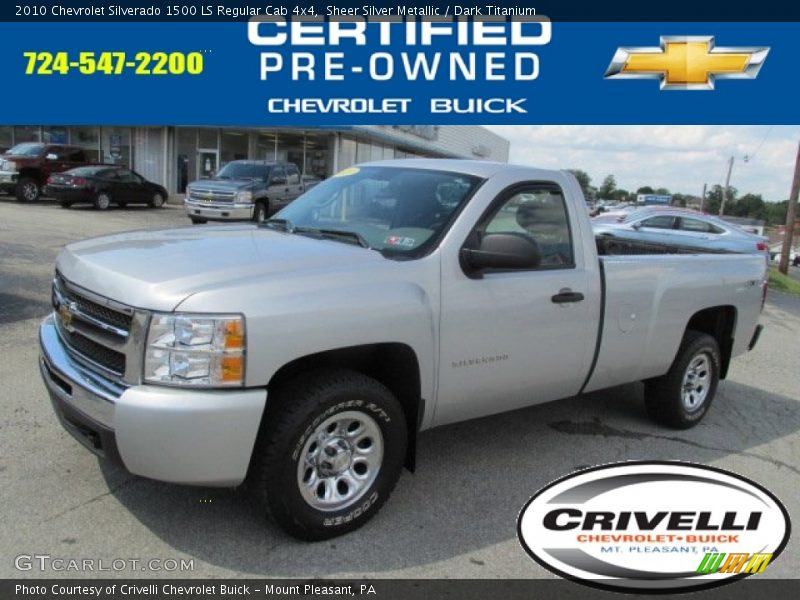 Sheer Silver Metallic / Dark Titanium 2010 Chevrolet Silverado 1500 LS Regular Cab 4x4