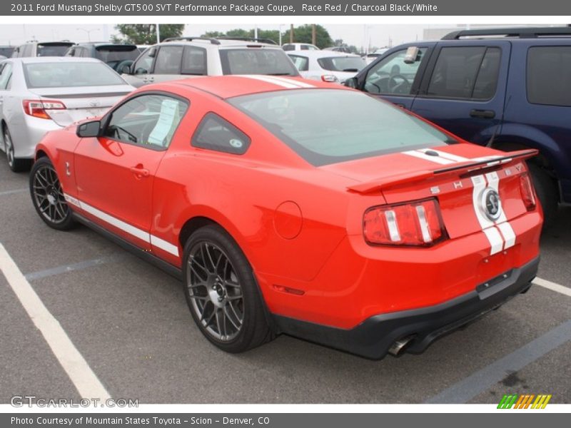 Race Red / Charcoal Black/White 2011 Ford Mustang Shelby GT500 SVT Performance Package Coupe