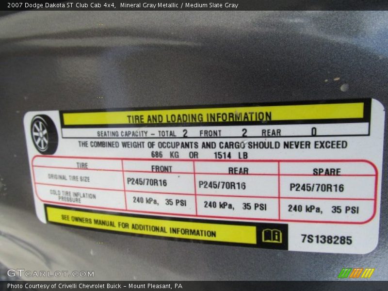 Mineral Gray Metallic / Medium Slate Gray 2007 Dodge Dakota ST Club Cab 4x4