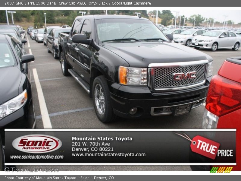 Onyx Black / Cocoa/Light Cashmere 2007 GMC Sierra 1500 Denali Crew Cab AWD