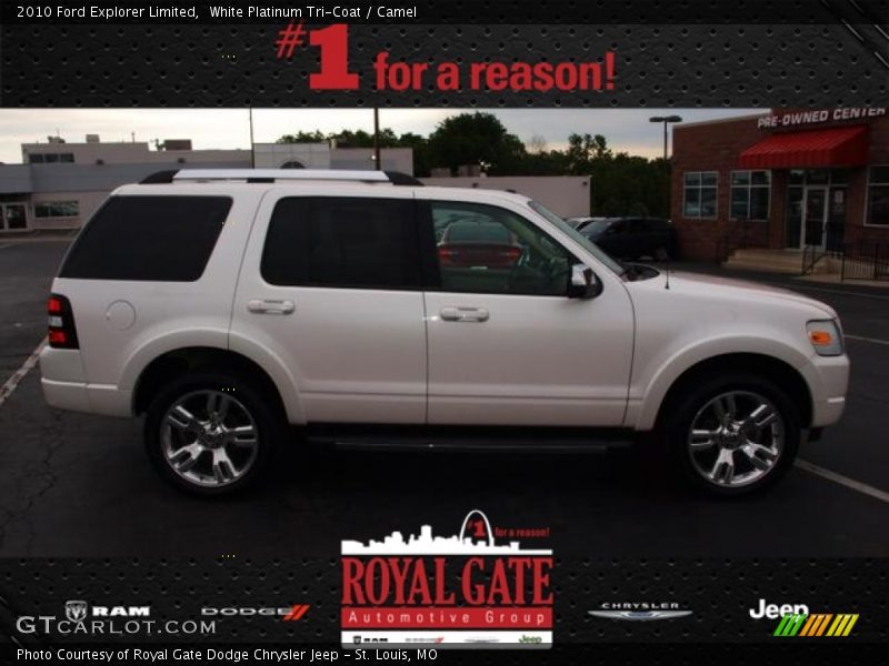 White Platinum Tri-Coat / Camel 2010 Ford Explorer Limited