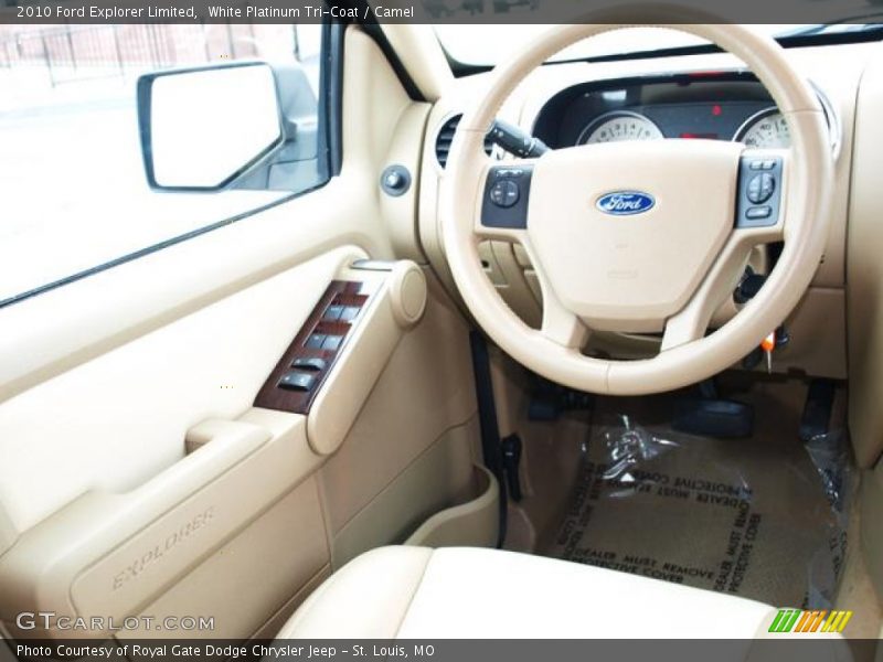White Platinum Tri-Coat / Camel 2010 Ford Explorer Limited