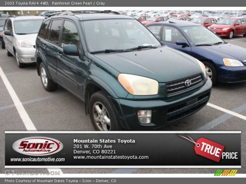 Rainforest Green Pearl / Gray 2003 Toyota RAV4 4WD