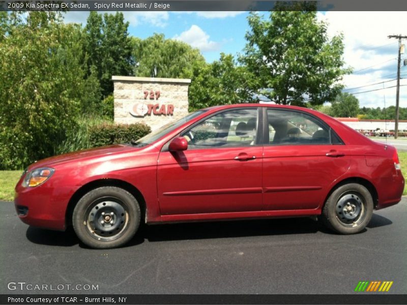 Spicy Red Metallic / Beige 2009 Kia Spectra EX Sedan