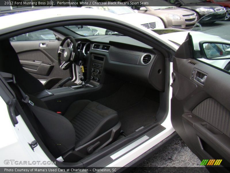 Performance White / Charcoal Black Recaro Sport Seats 2012 Ford Mustang Boss 302