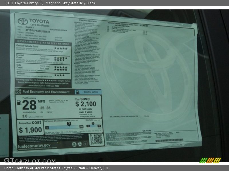 Magnetic Gray Metallic / Black 2013 Toyota Camry SE