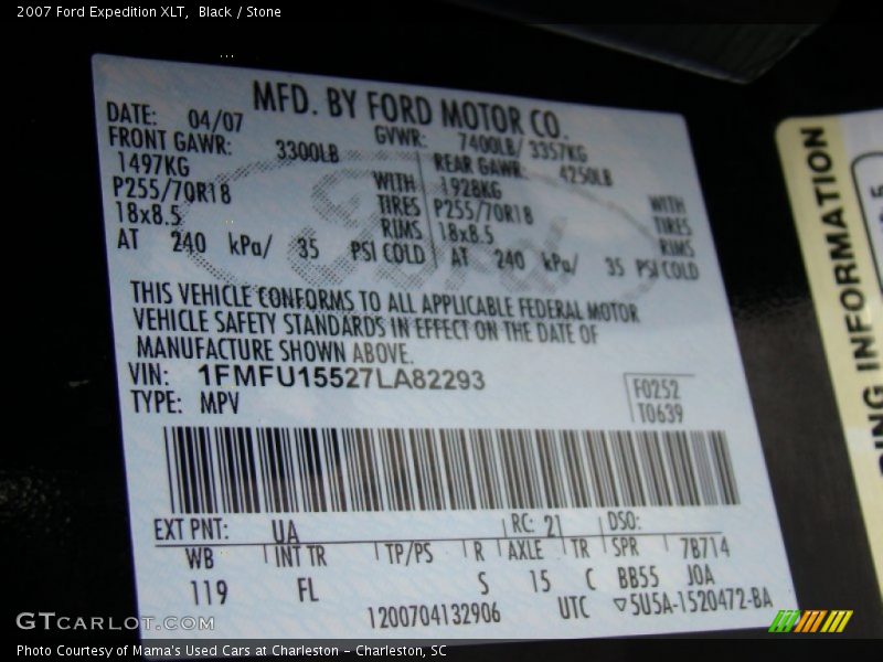 Black / Stone 2007 Ford Expedition XLT