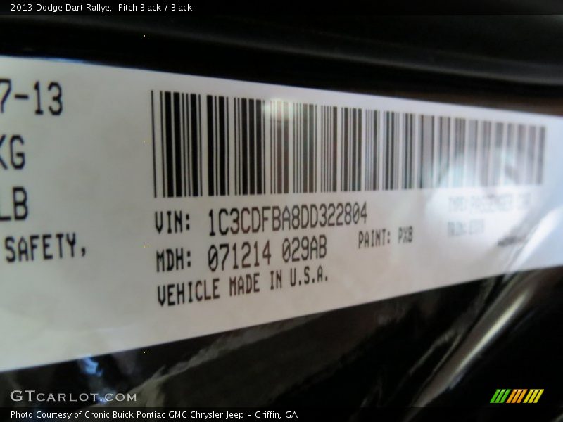 Pitch Black / Black 2013 Dodge Dart Rallye