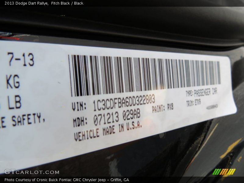 Pitch Black / Black 2013 Dodge Dart Rallye