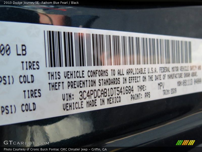 Fathom Blue Pearl / Black 2013 Dodge Journey SE