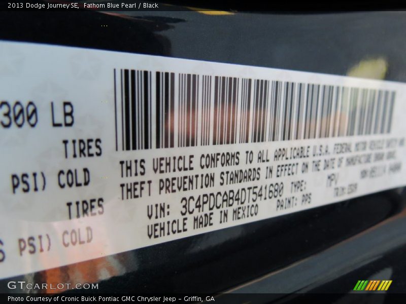Fathom Blue Pearl / Black 2013 Dodge Journey SE