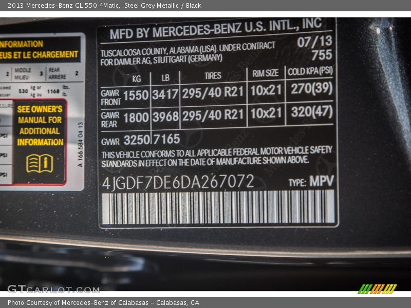 Steel Grey Metallic / Black 2013 Mercedes-Benz GL 550 4Matic
