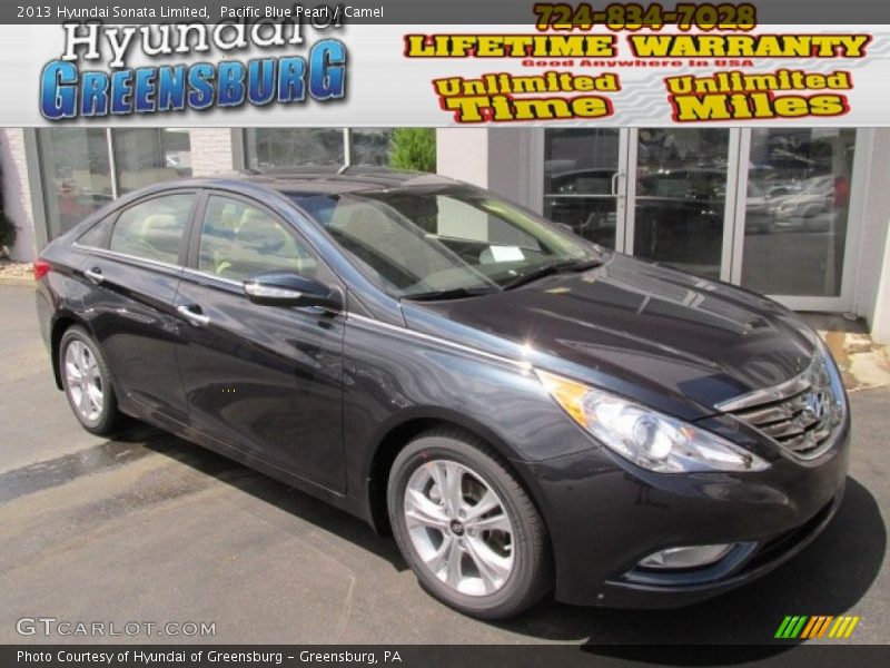 Pacific Blue Pearl / Camel 2013 Hyundai Sonata Limited