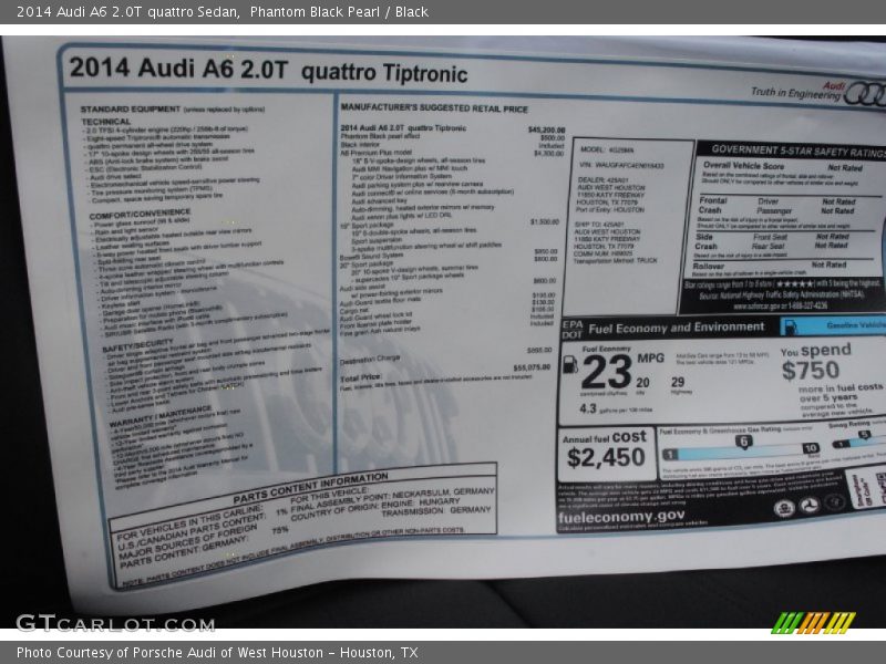 Phantom Black Pearl / Black 2014 Audi A6 2.0T quattro Sedan