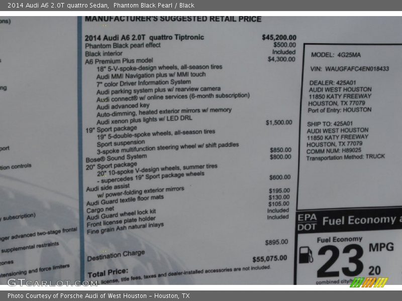 Phantom Black Pearl / Black 2014 Audi A6 2.0T quattro Sedan