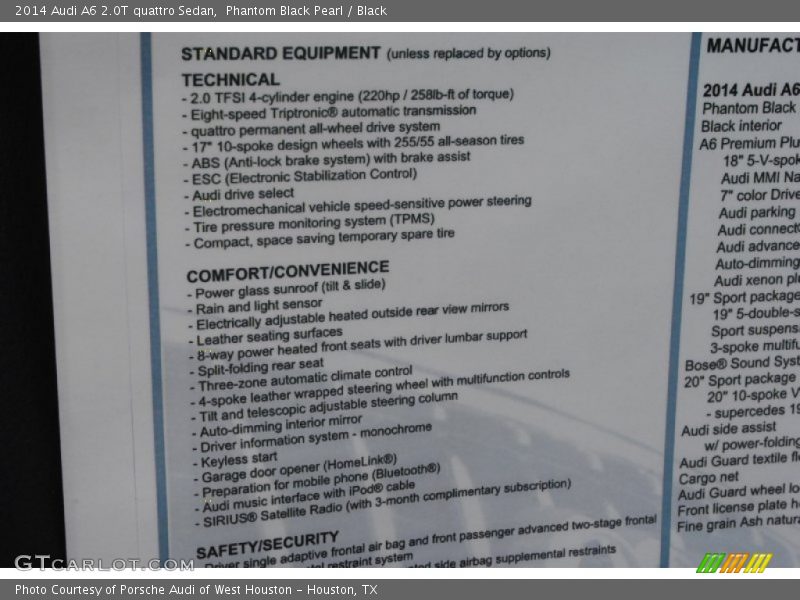 Phantom Black Pearl / Black 2014 Audi A6 2.0T quattro Sedan