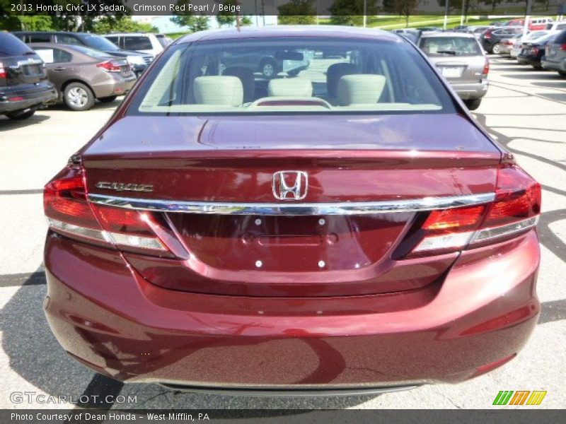 Crimson Red Pearl / Beige 2013 Honda Civic LX Sedan