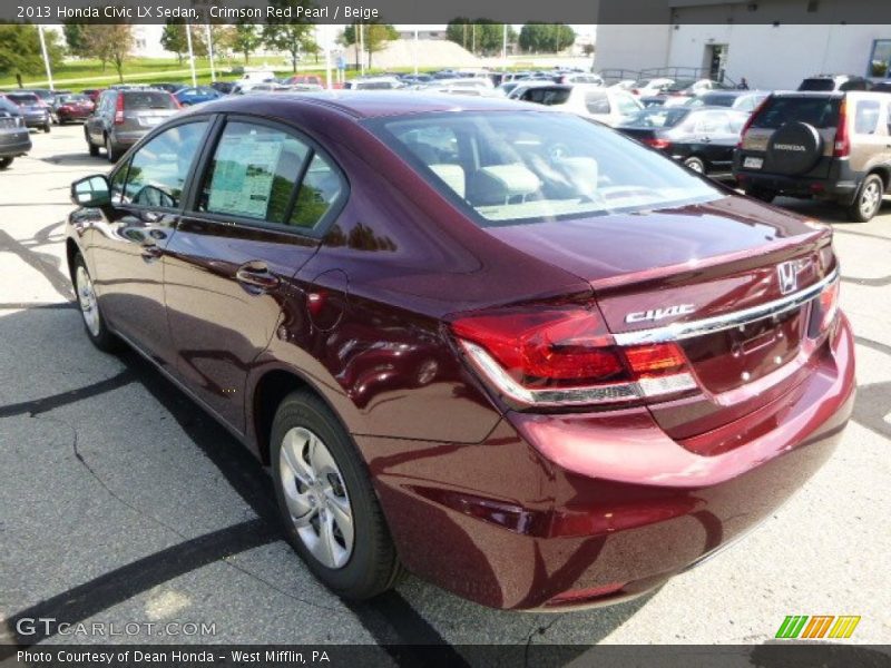 Crimson Red Pearl / Beige 2013 Honda Civic LX Sedan