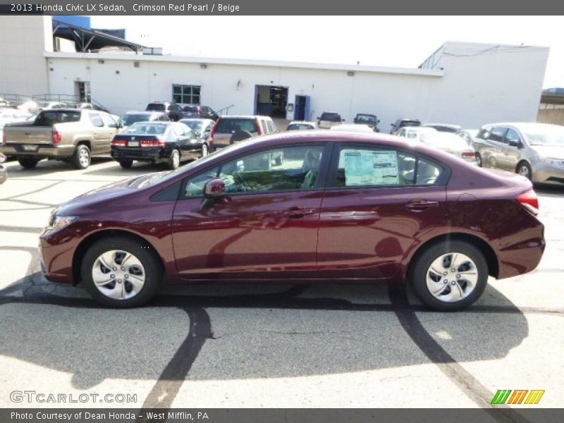 Crimson Red Pearl / Beige 2013 Honda Civic LX Sedan
