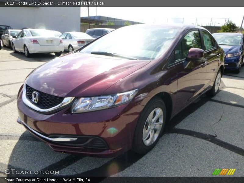 Crimson Red Pearl / Beige 2013 Honda Civic LX Sedan
