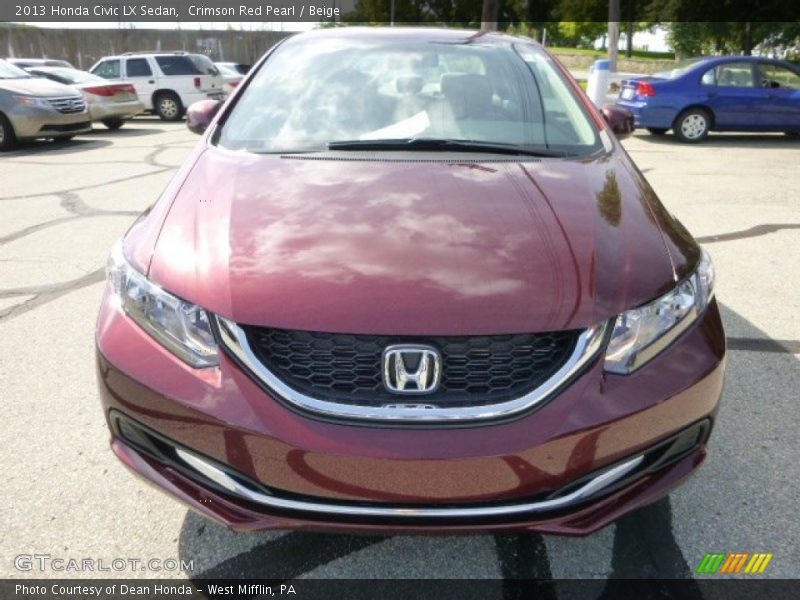Crimson Red Pearl / Beige 2013 Honda Civic LX Sedan