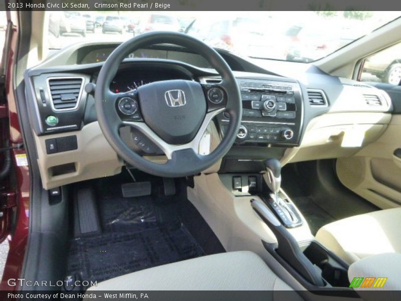 Crimson Red Pearl / Beige 2013 Honda Civic LX Sedan