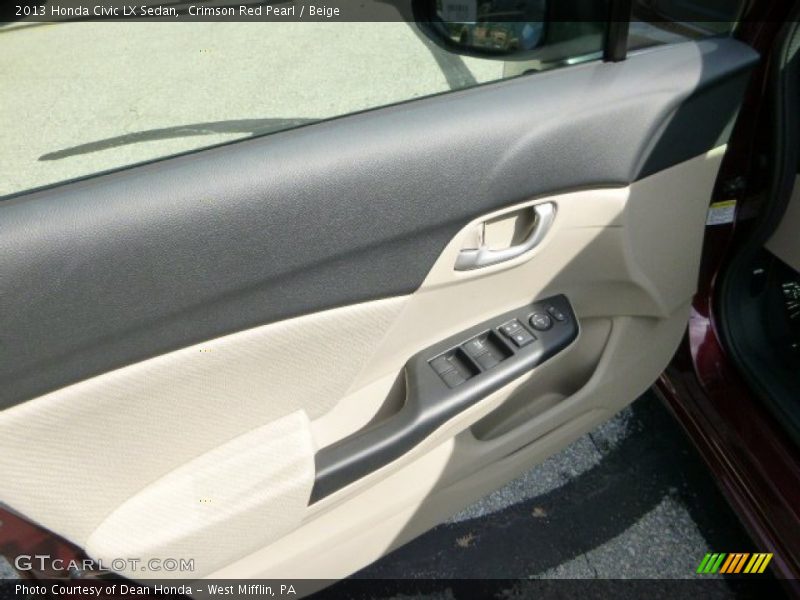 Crimson Red Pearl / Beige 2013 Honda Civic LX Sedan