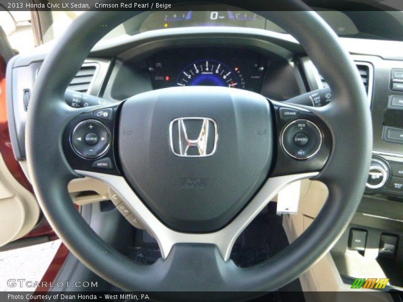 Crimson Red Pearl / Beige 2013 Honda Civic LX Sedan